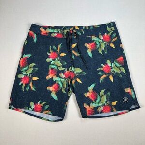 Roark Boardshorts Men's 36 Navy Passage Floral All Over‎ Print Drawstring RB402